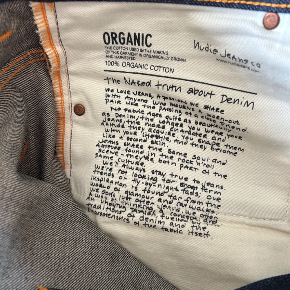 Nudie Jeans Grim Tim Dry Selvage Denim Organic Cotton W33 L32 NWOT - Picture 10 of 16
